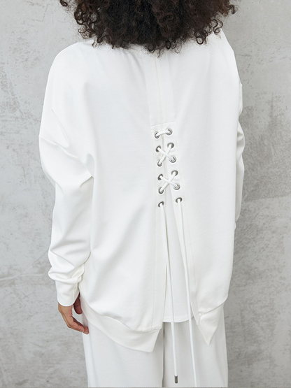 LORA - CASUAL RUNDHALS-ZWEITEILER MIT LANGARM